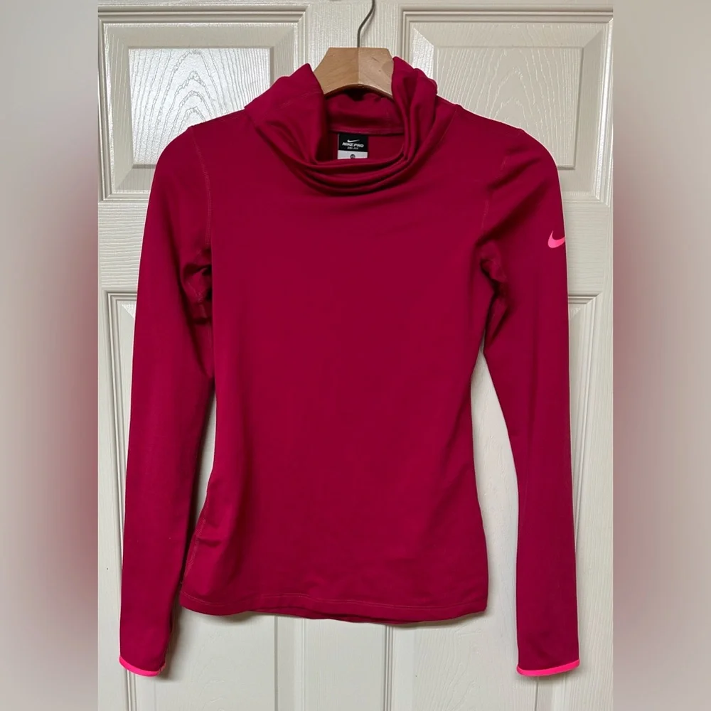 Nike Pro Dri Fit Pink Turtleneck Workout Top Size XS Excellent Condition